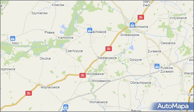 mapa Siedlakowice, Siedlakowice na mapie Targeo