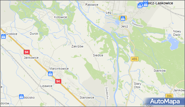 mapa Siedlce gmina Oława, Siedlce gmina Oława na mapie Targeo