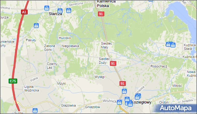 mapa Siedlec Duży, Siedlec Duży na mapie Targeo