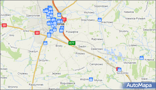 mapa Siedlin, Siedlin na mapie Targeo