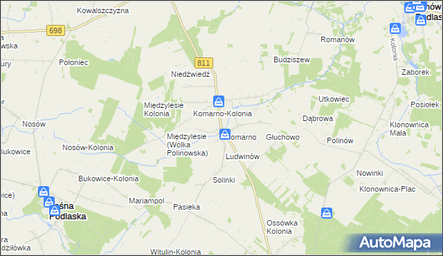 mapa Siekierka gmina Konstantynów, Siekierka gmina Konstantynów na mapie Targeo