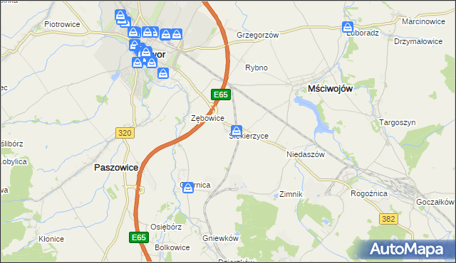 mapa Siekierzyce, Siekierzyce na mapie Targeo