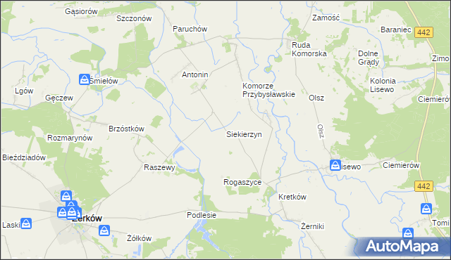 mapa Siekierzyn gmina Żerków, Siekierzyn gmina Żerków na mapie Targeo