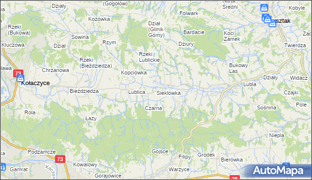 mapa Sieklówka, Sieklówka na mapie Targeo