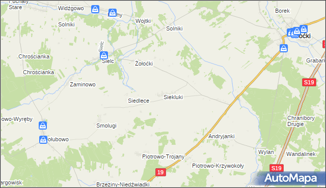 mapa Siekluki gmina Boćki, Siekluki gmina Boćki na mapie Targeo