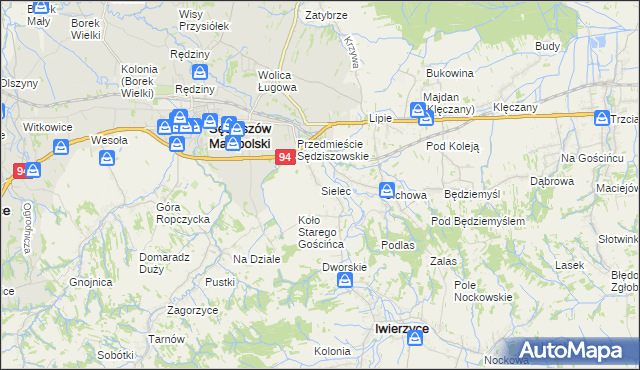 mapa Sielec gmina Iwierzyce, Sielec gmina Iwierzyce na mapie Targeo