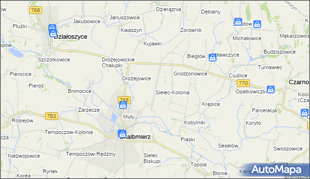 mapa Sielec-Kolonia, Sielec-Kolonia na mapie Targeo