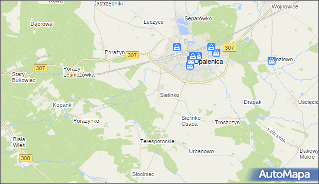 mapa Sielinko, Sielinko na mapie Targeo