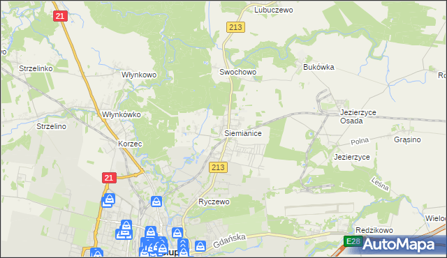 mapa Siemianice gmina Słupsk, Siemianice gmina Słupsk na mapie Targeo