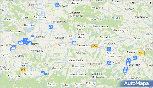 mapa Siemiechów gmina Gromnik, Siemiechów gmina Gromnik na mapie Targeo