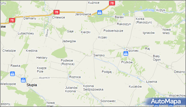 mapa Sieńsko, Sieńsko na mapie Targeo