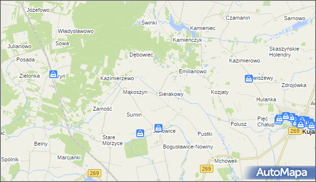 mapa Sierakowy, Sierakowy na mapie Targeo