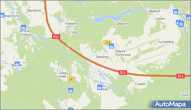 mapa Sieranie, Sieranie na mapie Targeo