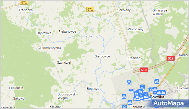 mapa Sierbowce, Sierbowce na mapie Targeo