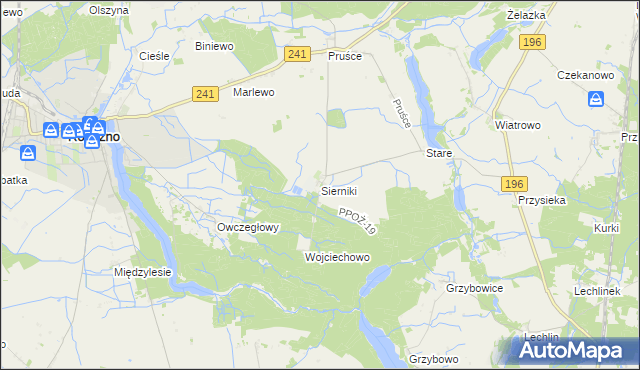 mapa Sierniki gmina Rogoźno, Sierniki gmina Rogoźno na mapie Targeo
