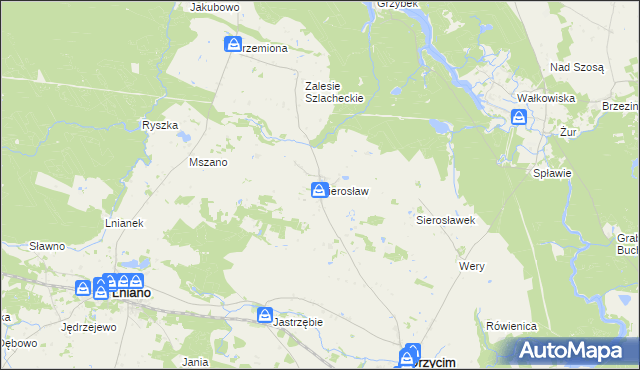 mapa Sierosław gmina Drzycim, Sierosław gmina Drzycim na mapie Targeo