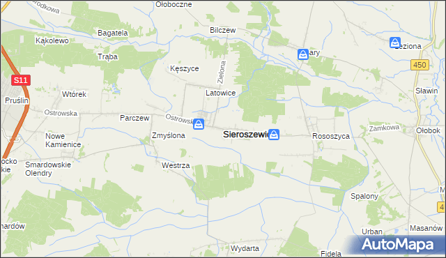 mapa Sieroszewice, Sieroszewice na mapie Targeo