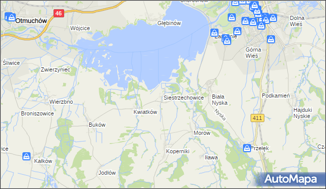 mapa Siestrzechowice, Siestrzechowice na mapie Targeo