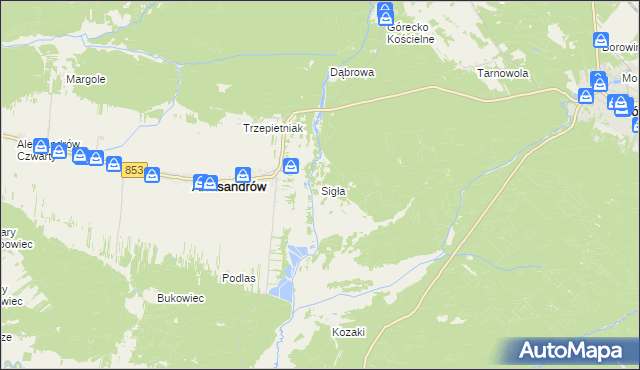 mapa Sigła gmina Aleksandrów, Sigła gmina Aleksandrów na mapie Targeo