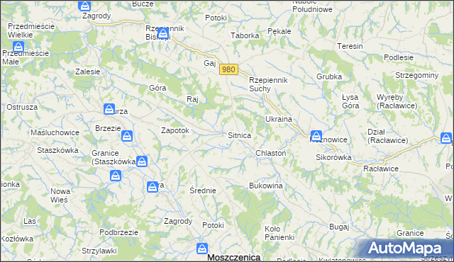 mapa Sitnica gmina Biecz, Sitnica gmina Biecz na mapie Targeo