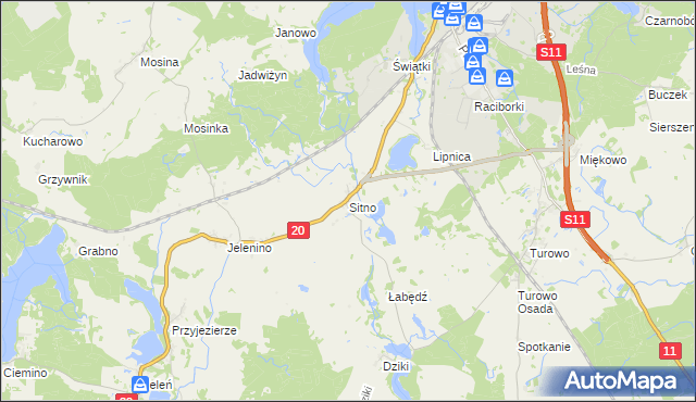 mapa Sitno gmina Szczecinek, Sitno gmina Szczecinek na mapie Targeo