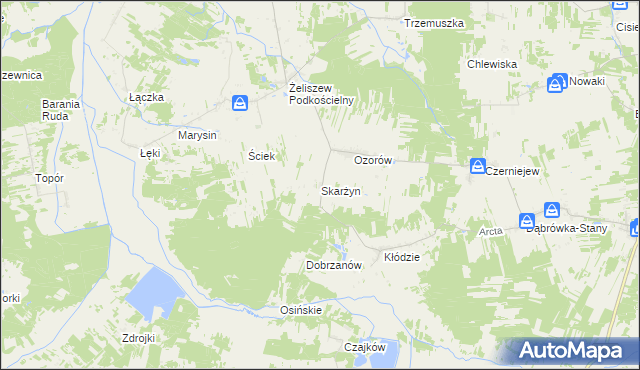 mapa Skarżyn gmina Skórzec, Skarżyn gmina Skórzec na mapie Targeo