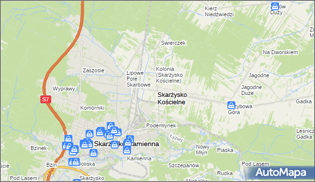 mapa Skarżysko Kościelne, Skarżysko Kościelne na mapie Targeo