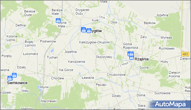 mapa Skoczylasy, Skoczylasy na mapie Targeo