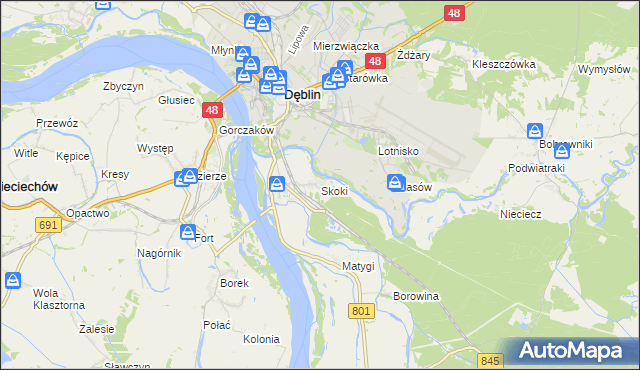 mapa Skoki gmina Puławy, Skoki gmina Puławy na mapie Targeo