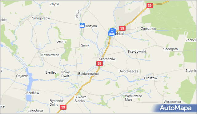 mapa Skoroszów gmina Rychtal, Skoroszów gmina Rychtal na mapie Targeo