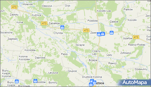 mapa Skrajne, Skrajne na mapie Targeo