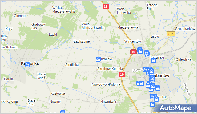 mapa Skrobów, Skrobów na mapie Targeo