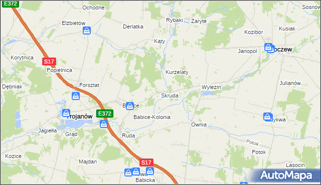 mapa Skruda gmina Trojanów, Skruda gmina Trojanów na mapie Targeo