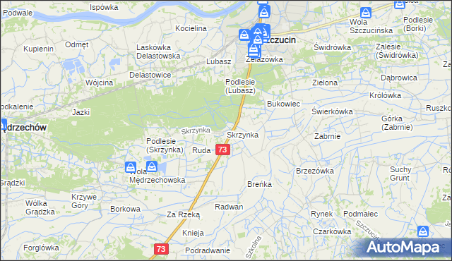 mapa Skrzynka gmina Szczucin, Skrzynka gmina Szczucin na mapie Targeo