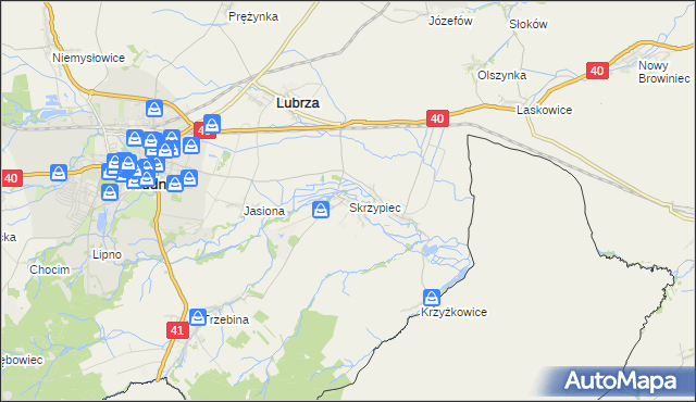 mapa Skrzypiec gmina Lubrza, Skrzypiec gmina Lubrza na mapie Targeo