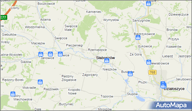 mapa Słaboszów, Słaboszów na mapie Targeo