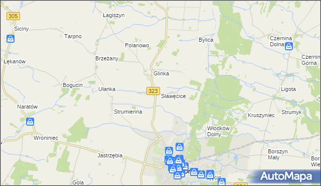 mapa Sławęcice gmina Góra, Sławęcice gmina Góra na mapie Targeo
