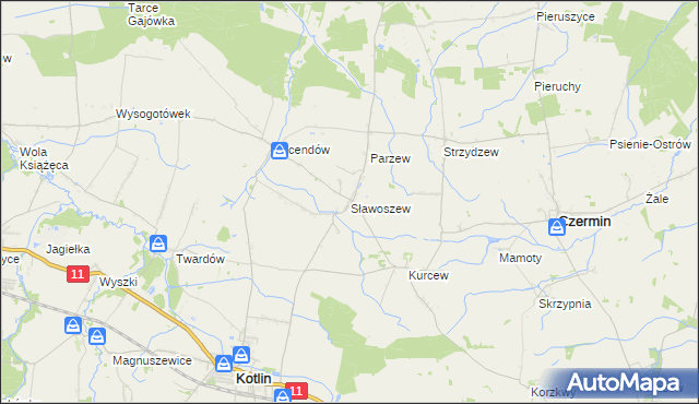 mapa Sławoszew, Sławoszew na mapie Targeo