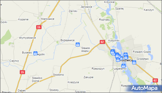 mapa Sławsk Wielki, Sławsk Wielki na mapie Targeo