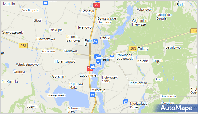 mapa Ślesin powiat koniński, Ślesin powiat koniński na mapie Targeo