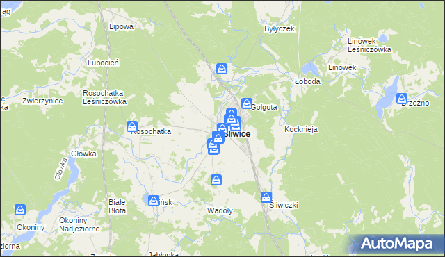 mapa Śliwice powiat tucholski, Śliwice powiat tucholski na mapie Targeo