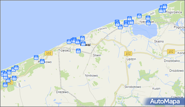 mapa Śliwin, Śliwin na mapie Targeo