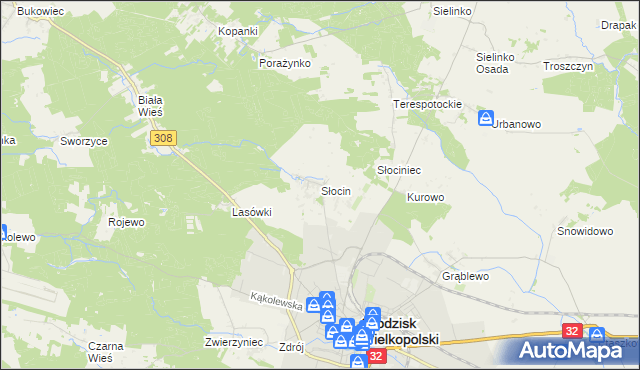 mapa Słocin, Słocin na mapie Targeo