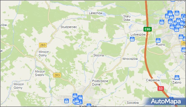 mapa Słocina, Słocina na mapie Targeo