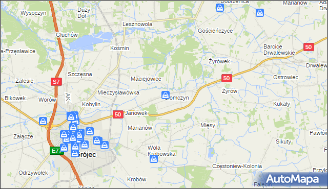 mapa Słomczyn gmina Grójec, Słomczyn gmina Grójec na mapie Targeo