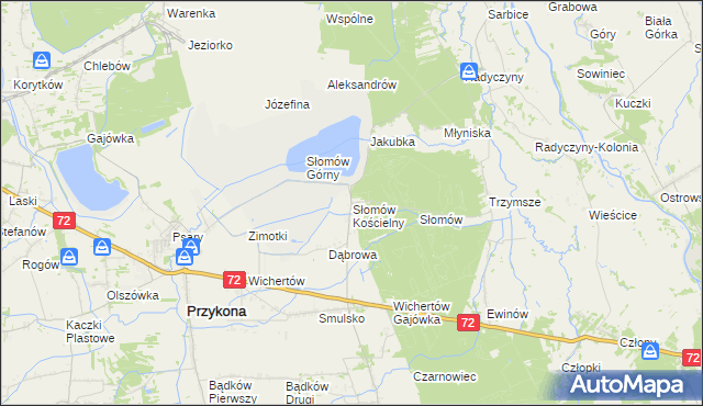 mapa Słomów Kościelny, Słomów Kościelny na mapie Targeo