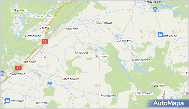 mapa Słomowo gmina Rogoźno, Słomowo gmina Rogoźno na mapie Targeo