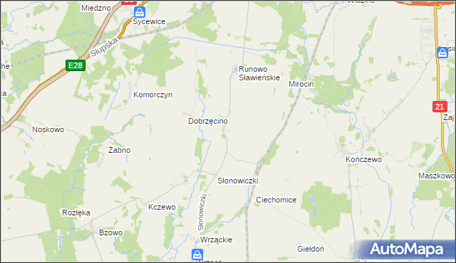 mapa Słonowice gmina Kobylnica, Słonowice gmina Kobylnica na mapie Targeo