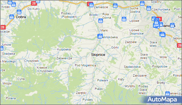 mapa Słopnice, Słopnice na mapie Targeo