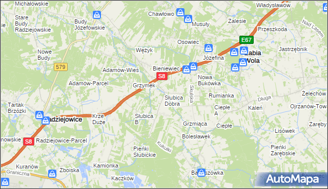 mapa Słubica Dobra, Słubica Dobra na mapie Targeo